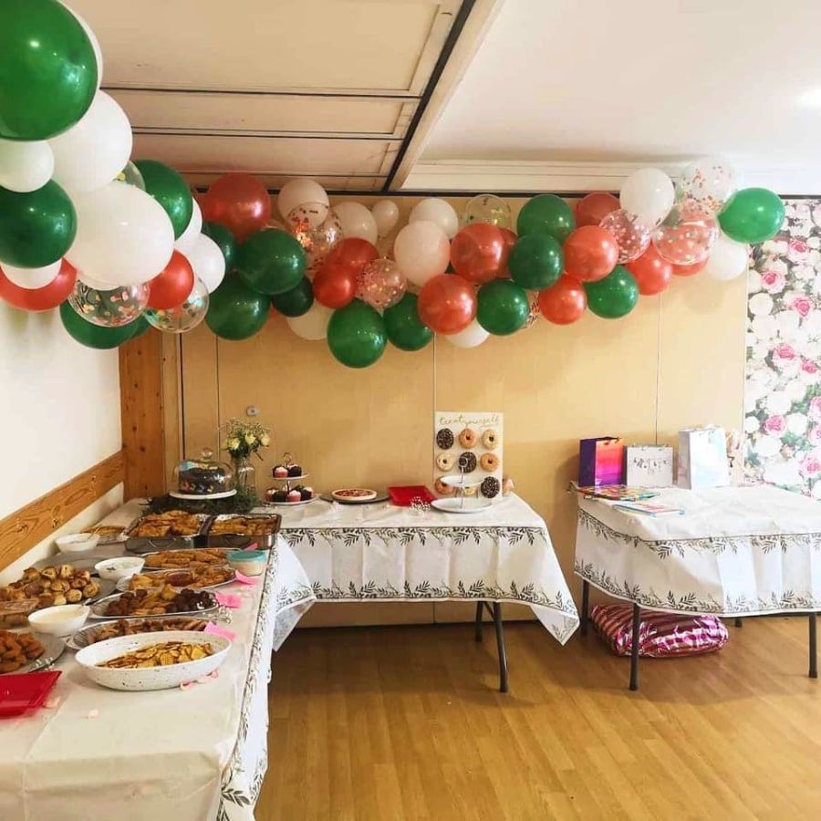 balloons and snacks at Petham Village Hall
